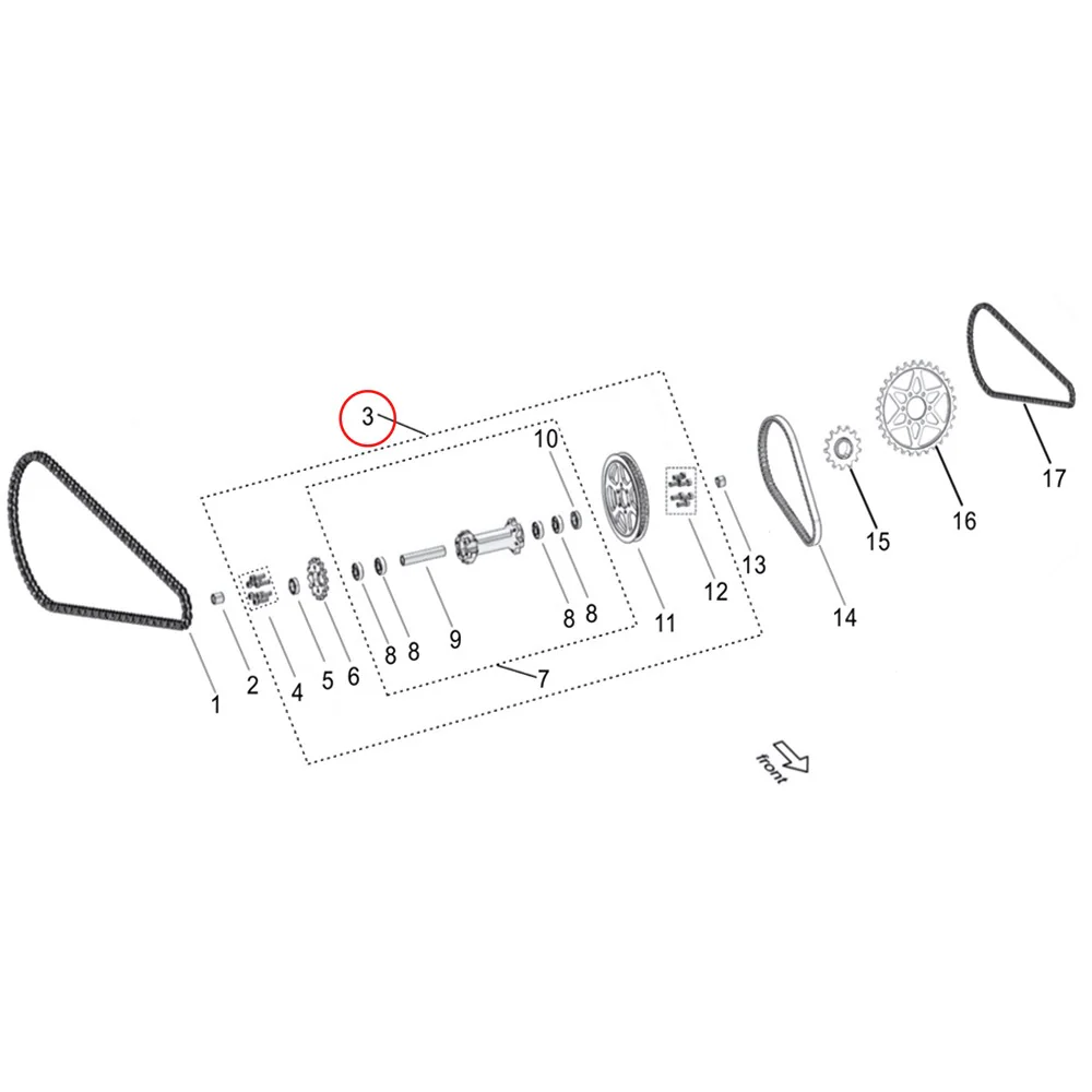 Surron Light Bee X - Mid. Shaft Assy. + Secondary Chain Drive Front Sprocket (14T)+ Primary Drive Rear Pulley (MPC:61280-YQ2A-Z4)